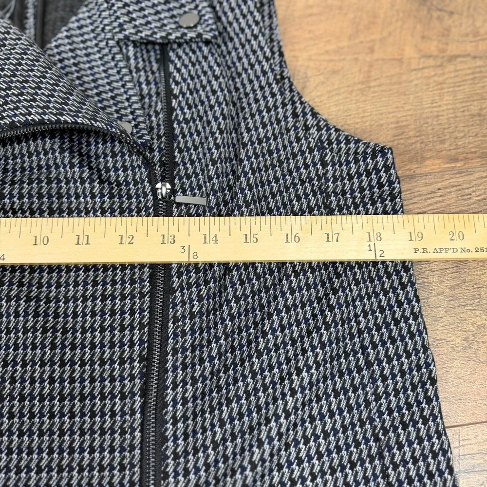 Lysse‎ New York Sleeveless Moto Houndstooth Ponte Dress Navy Black Size Med